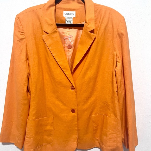 Chadwicks Women's Orange linen office siren Blazer 16 - Picture 1 of 4